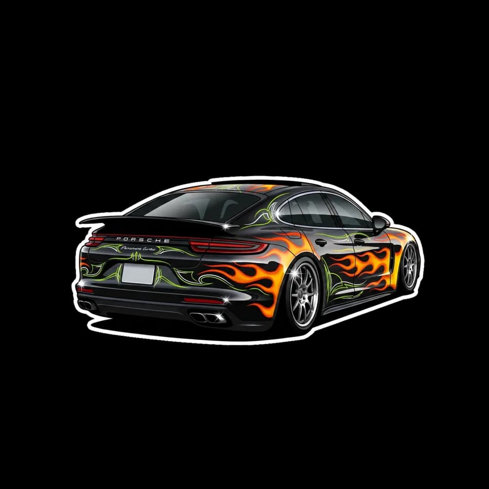 Custom hot rod car design printed on a t-shirt.
